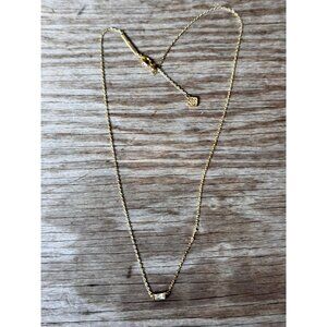 Kendra Scott 18" Gold Tone Necklace Clear Baguette Crystal Station Minimalist